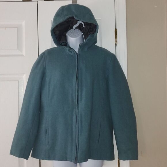 Gap Teal wool jacket with hood super cute  Sz S - Picture 1 of 5